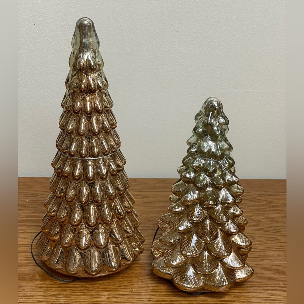 Gold to Silver Ombre LED Glass Christmas Trees
